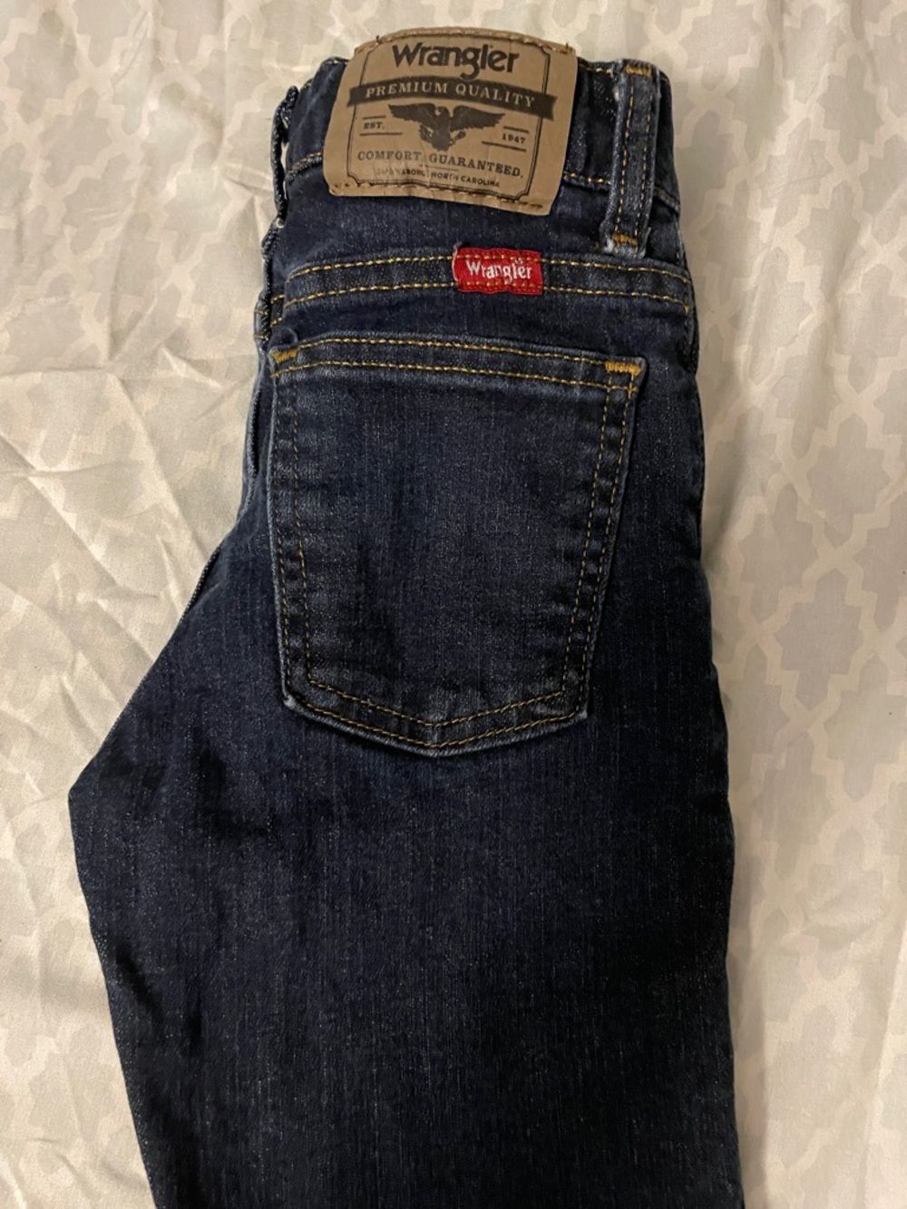 Wrangler Kids Dark Indigo Jeans with Yellow Stitching